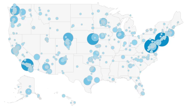 VMM Audience 2021-2022 Map of the United States. Image courtesy of Google Analytics.